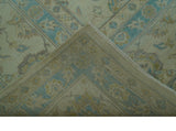 Traditional Oriental Design Blue And Beige Hand Knotted 8.5x11 Wool Area Rug