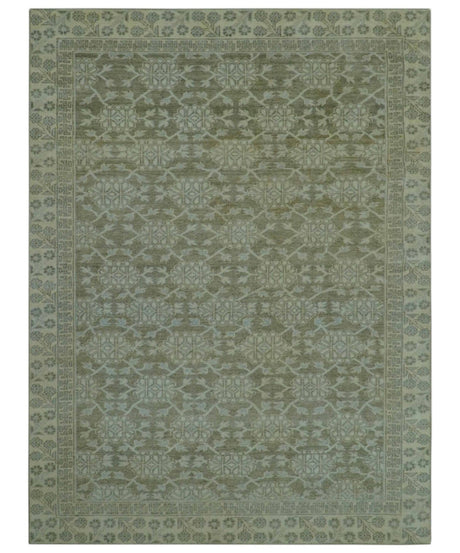 Traditional Oriental Design Brown, Blue And Beige Hand Knotted 6x8 Wool Area Rug