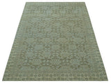 Traditional Oriental Design Brown, Blue And Beige Hand Knotted 6x8 Wool Area Rug