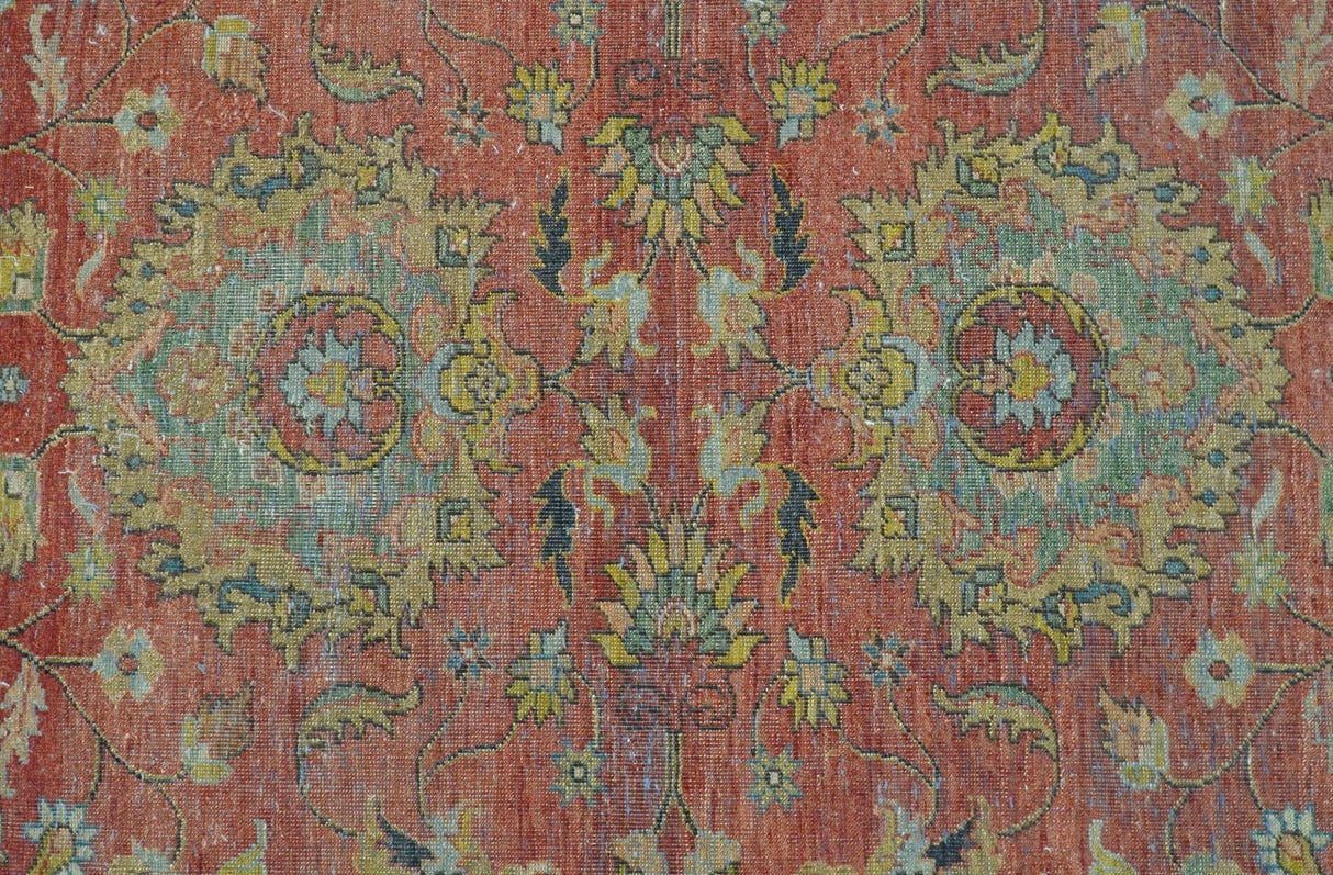 Traditional Oriental Design Fine Rust And Blue Hand Knotted 4x6 Wool Area Rug