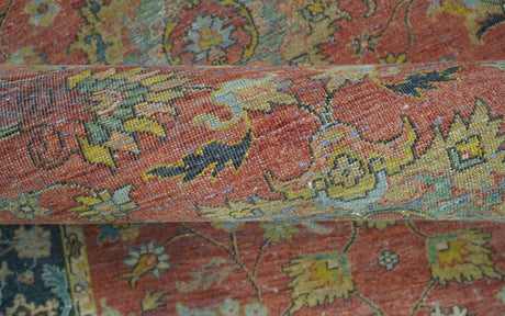 Traditional Oriental Design Fine Rust And Blue Hand Knotted 4x6 Wool Area Rug