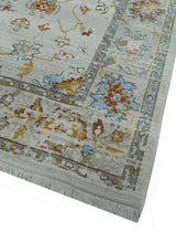 Traditional Oriental Design Silver And Rust Machine Woven 4x5.7 Polyester Area Rug