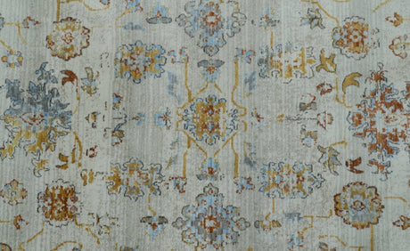 Traditional Oriental Design Silver And Rust Machine Woven 4x5.7 Polyester Area Rug