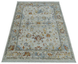 Traditional Oriental Design Silver And Rust Machine Woven 4x5.7 Polyester Area Rug