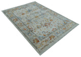 Traditional Oriental Design Silver And Rust Machine Woven 4x5.7 Polyester Area Rug