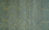Traditional Oushak Beige And Blue 10x14 Hand Knotted Wool Area Rug