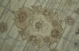 Traditional Oushak Beige, Brown And Blue Hand Knotted Custom Made Wool rug
