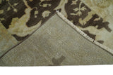 Traditional Oushak Brown and Beige Hand Knotted Wool Area Rug