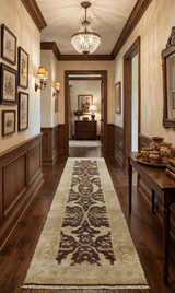 Traditional Oushak Brown and Beige Hand Knotted Wool Area Rug