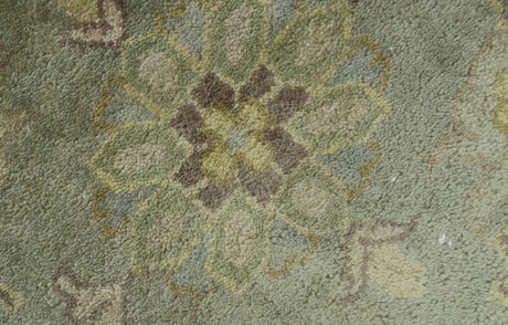 Traditional Oushak Design Antique Green And Brown 6x9 Hand Knotted Wool Rug