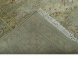 Traditional Oushak Design Antique Green And Brown 6x9 Hand Knotted Wool Rug