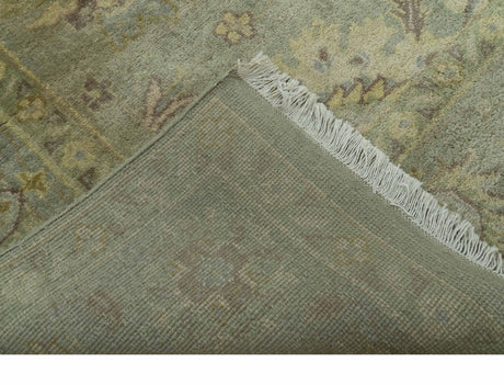 Traditional Oushak Design Antique Green And Brown 6x9 Hand Knotted Wool Rug