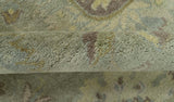 Traditional Oushak Design Antique Green And Brown 6x9 Hand Knotted Wool Rug