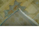 Traditional Oushak Design Beige and Blue Hand Knotted Wool Area Rug