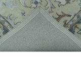 Traditional Oushak Design Beige And Blue Hand Tufted Custom Made Wool Rug