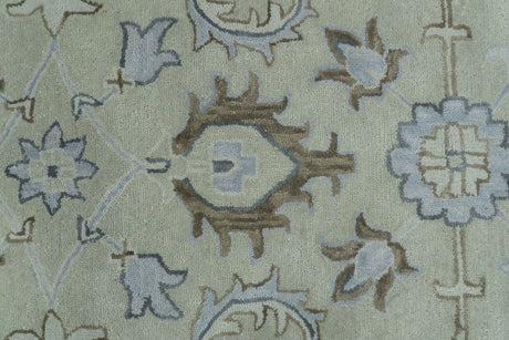 Traditional Oushak Design Beige And Blue Hand Tufted Custom Made Wool Rug