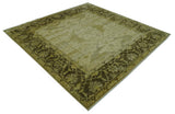 Traditional Oushak Design Beige And Brown 10x10 Hand Knotted Wool Area Rug