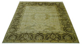 Traditional Oushak Design Beige And Brown 10x10 Hand Knotted Wool Area Rug
