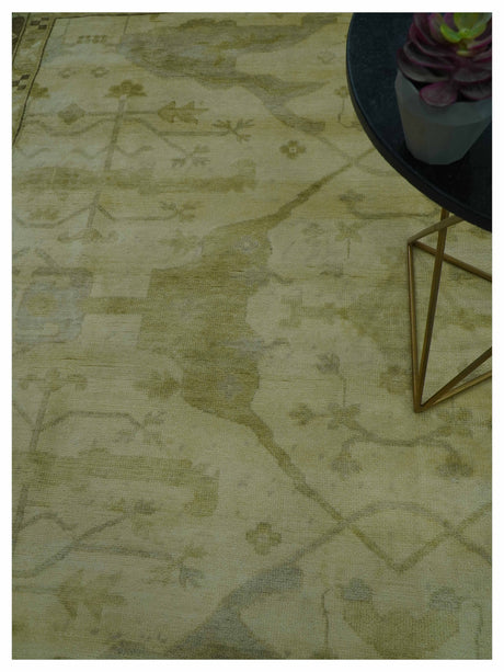 Traditional Oushak Design Beige And Brown 10x10 Hand Knotted Wool Area Rug