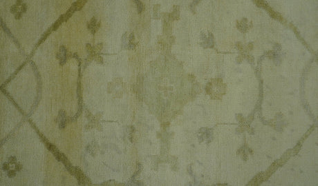 Traditional Oushak Design Beige And Brown 10x10 Hand Knotted Wool Area Rug