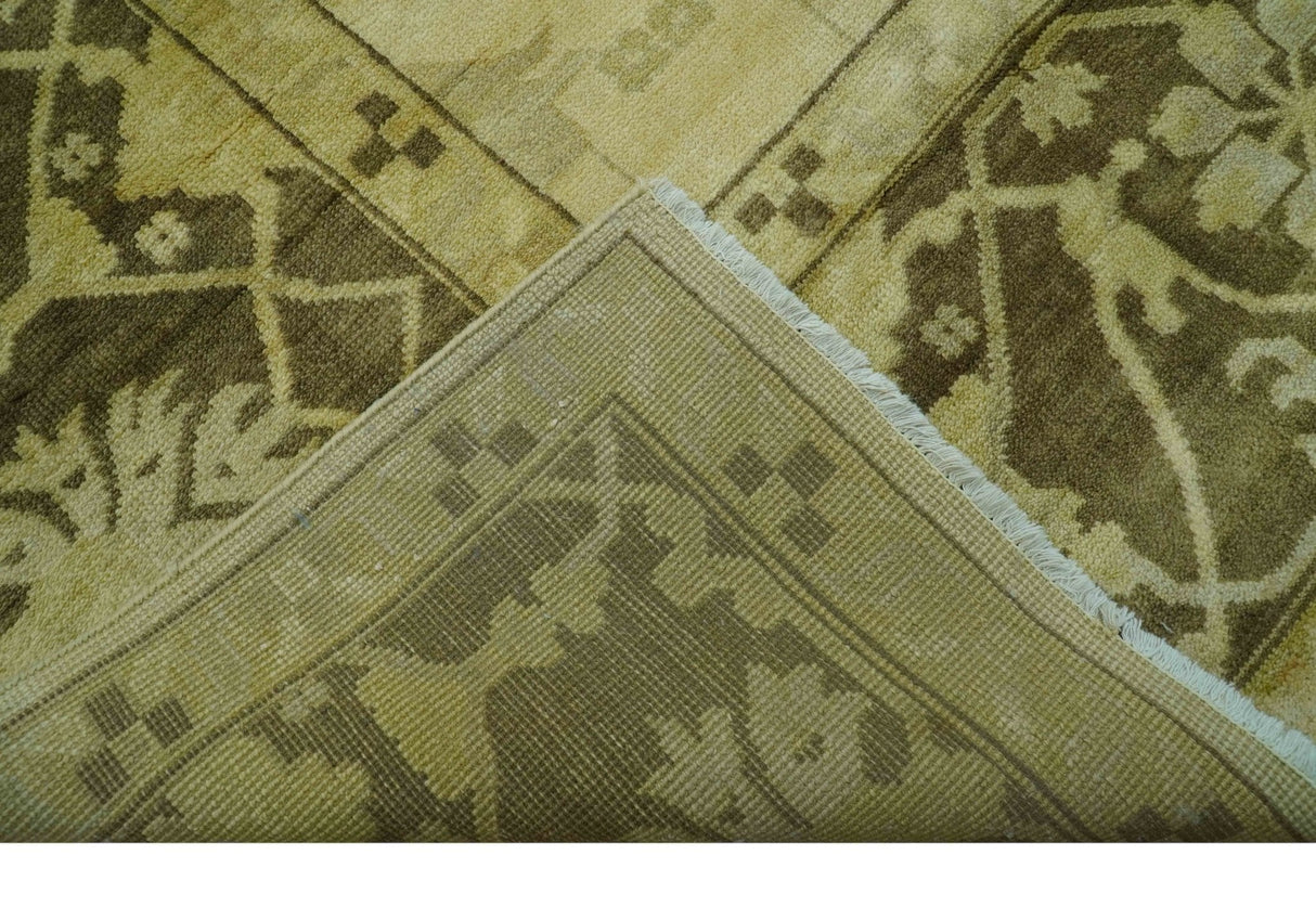 Traditional Oushak Design Beige And Brown 10x10 Hand Knotted Wool Area Rug