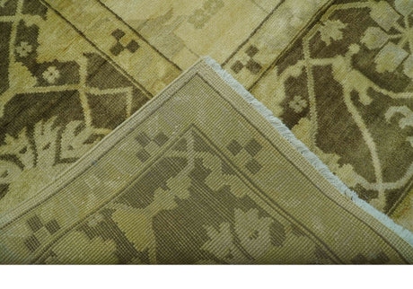 Traditional Oushak Design Beige And Brown 10x10 Hand Knotted Wool Area Rug