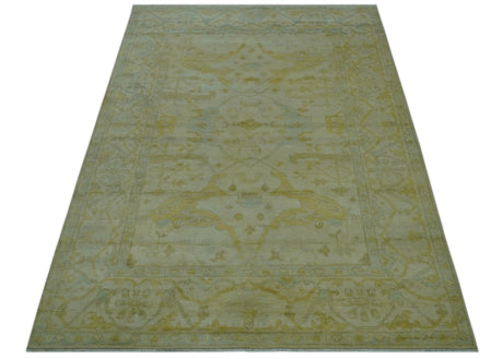 Traditional Oushak Design Beige And Gold 6x9 Hand Knotted Wool Area Rug