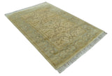 Traditional Oushak Design Beige And Gray 4x6 Hand Knotted Wool Area Rug
