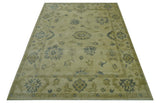 Traditional Oushak Design Beige And Gray Hand Knotted 9x12 Wool Area Rug