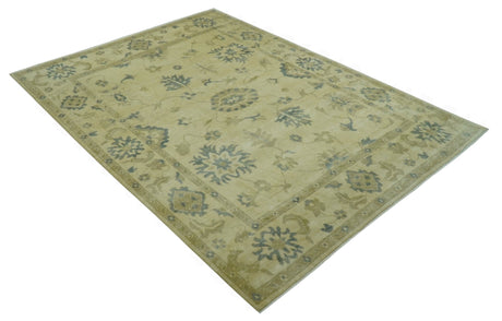Traditional Oushak Design Beige And Gray Hand Knotted 9x12 Wool Area Rug
