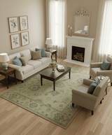 Traditional Oushak Design Beige And Gray Hand Knotted 9x12 Wool Area Rug