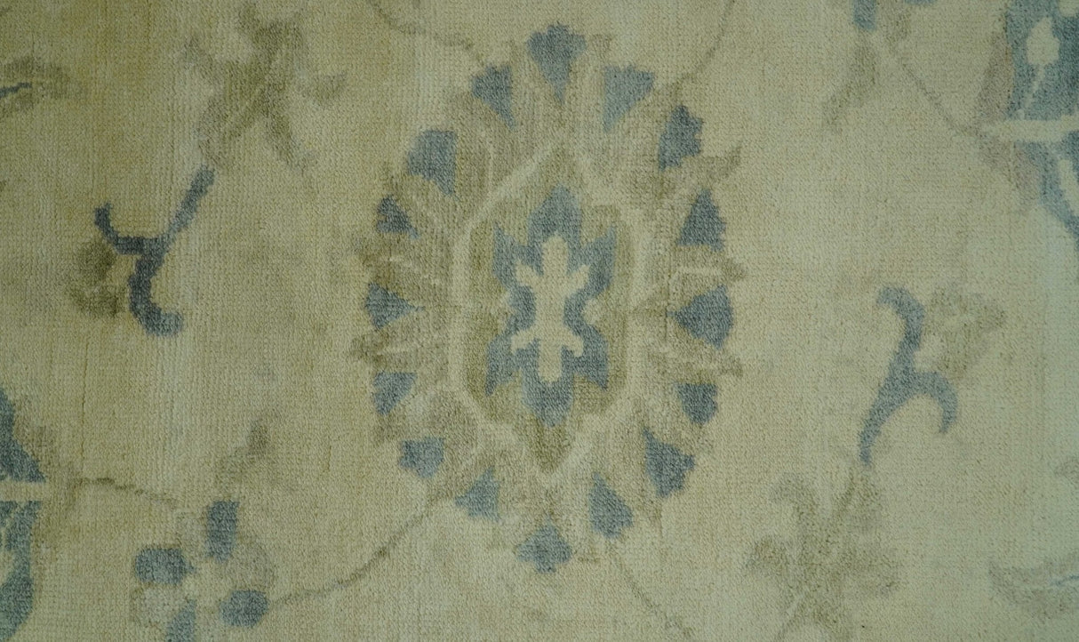 Traditional Oushak Design Beige And Gray Hand Knotted 9x12 Wool Area Rug