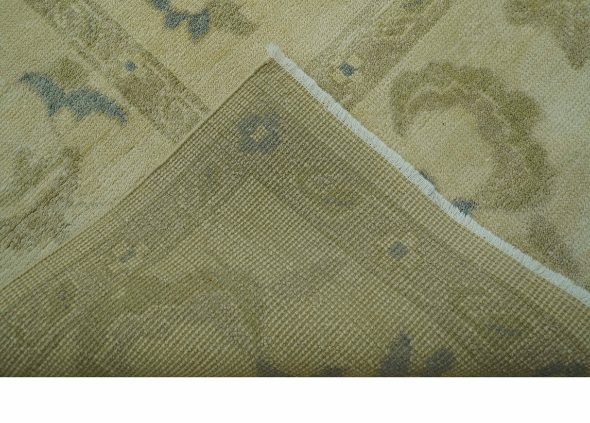 Traditional Oushak Design Beige And Gray Hand Knotted 9x12 Wool Area Rug