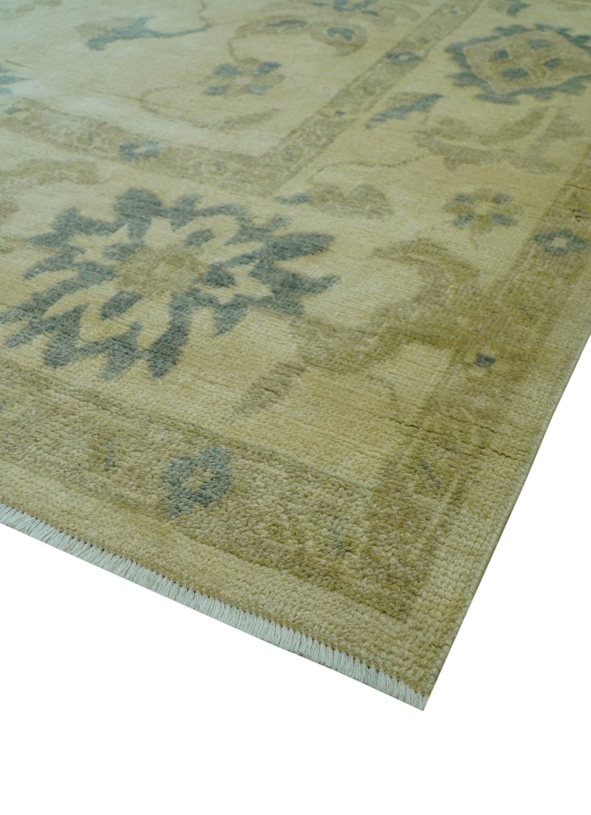 Traditional Oushak Design Beige And Gray Hand Knotted 9x12 Wool Area Rug