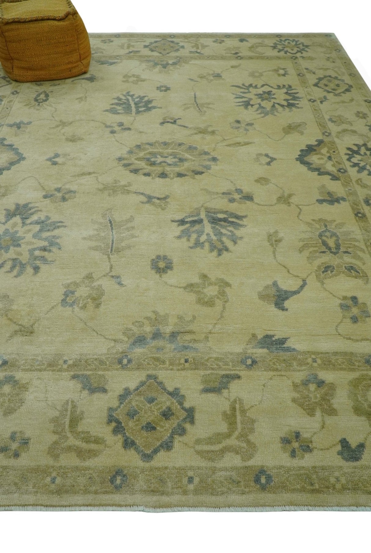 Traditional Oushak Design Beige And Gray Hand Knotted 9x12 Wool Area Rug