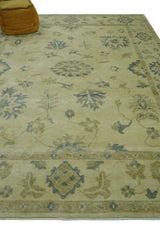 Traditional Oushak Design Beige And Gray Hand Knotted 9x12 Wool Area Rug