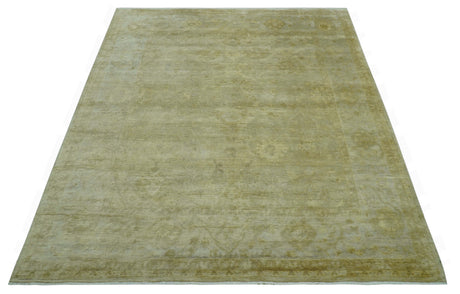 Traditional Oushak Design Beige And Silver Hand Knotted 8x10 Wool Area Rug