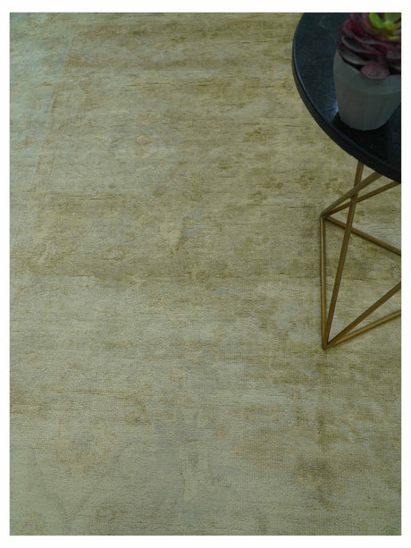 Traditional Oushak Design Beige And Silver Hand Knotted 8x10 Wool Area Rug