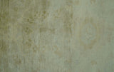 Traditional Oushak Design Beige And Silver Hand Knotted 8x10 Wool Area Rug