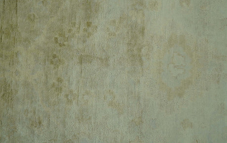 Traditional Oushak Design Beige And Silver Hand Knotted 8x10 Wool Area Rug