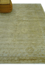 Traditional Oushak Design Beige And Silver Hand Knotted 8x10 Wool Area Rug