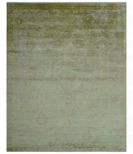 Traditional Oushak Design Beige And Silver Hand Knotted 8x10 Wool Area Rug