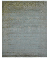 Traditional Oushak Design Blue And Beige 12x15 Hand Knotted Wool Rug