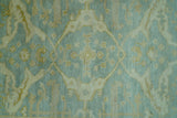 Traditional Oushak Design Blue And Beige 4x6 Hand Knotted Wool Area Rug