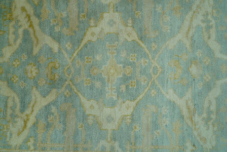 Traditional Oushak Design Blue And Beige 4x6 Hand Knotted Wool Area Rug
