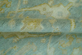 Traditional Oushak Design Blue And Beige 4x6 Hand Knotted Wool Area Rug