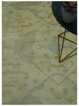Traditional Oushak Design Blue And Beige Hand Knotted 10x10 Wool Area Rug