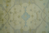 Traditional Oushak Design Blue And Beige Hand Knotted 10x10 Wool Area Rug