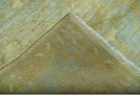 Traditional Oushak Design Blue And Beige Hand Knotted 10x10 Wool Area Rug