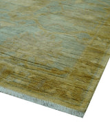 Traditional Oushak Design Blue And Beige Hand Knotted 10x10 Wool Area Rug